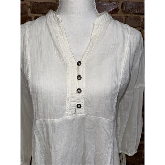 FREE/QUENT Dress Cream Dress 100% Cotton Scandi Boho Girl Sz S Peasant Ruffle - Picture 3 of 8